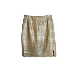 Hugo Boss Gold Linen Shimmery Pencil Skirt